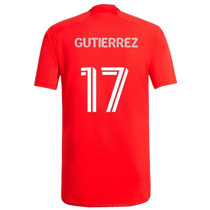 Niño Fútbol Camiseta Brian Gutiérrez #17 Rojo Blanco 1ª Equipación 2024/25