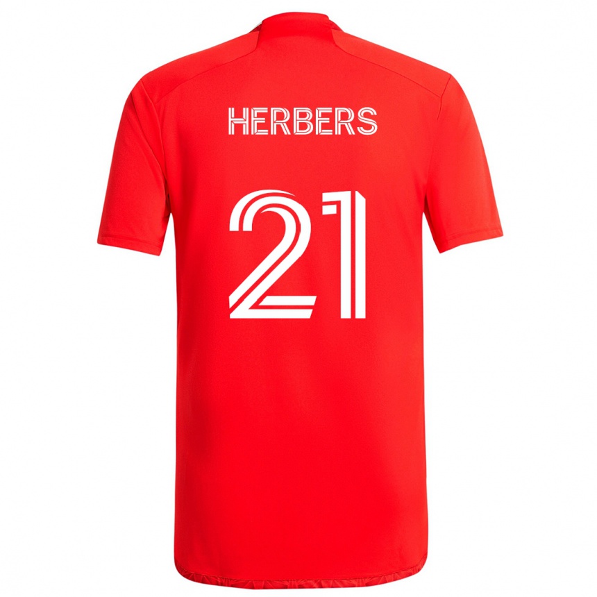 Niño Fútbol Camiseta Fabian Herbers #21 Rojo Blanco 1ª Equipación 2024/25