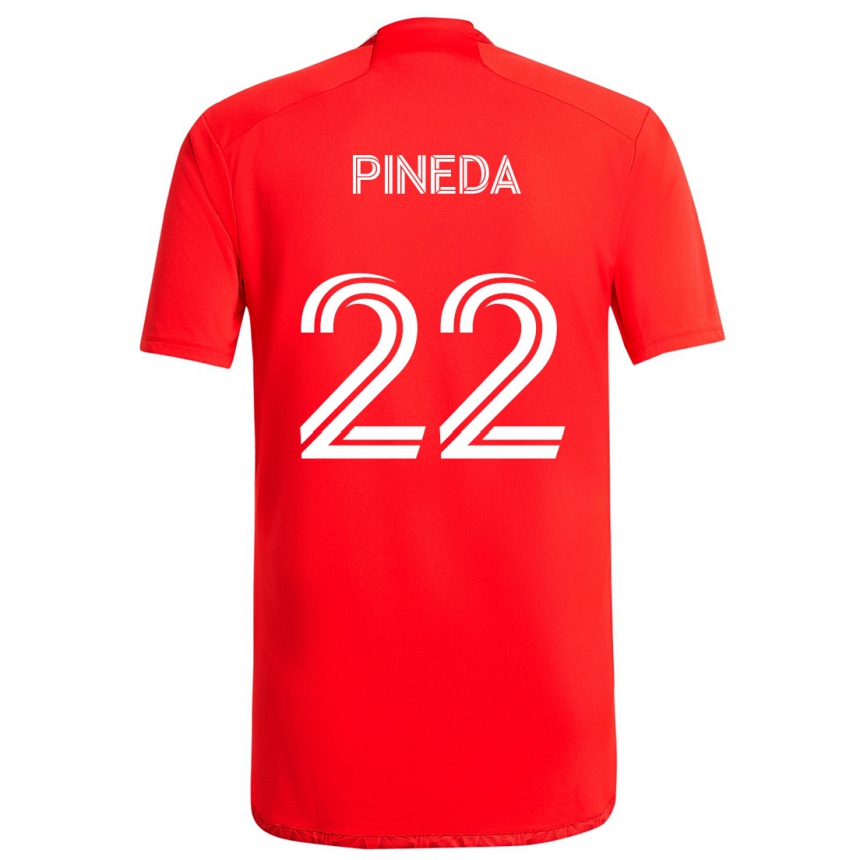 Niño Fútbol Camiseta Mauricio Pineda #22 Rojo Blanco 1ª Equipación 2024/25