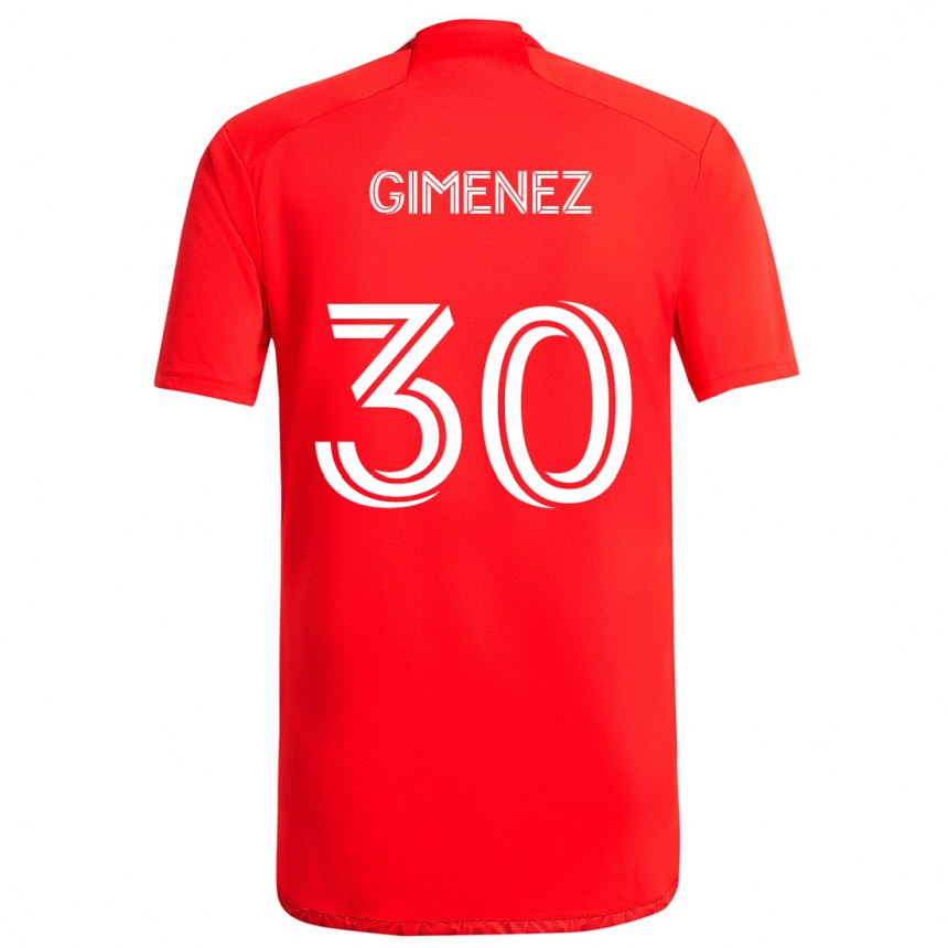 Niño Fútbol Camiseta Gastón Giménez #30 Rojo Blanco 1ª Equipación 2024/25