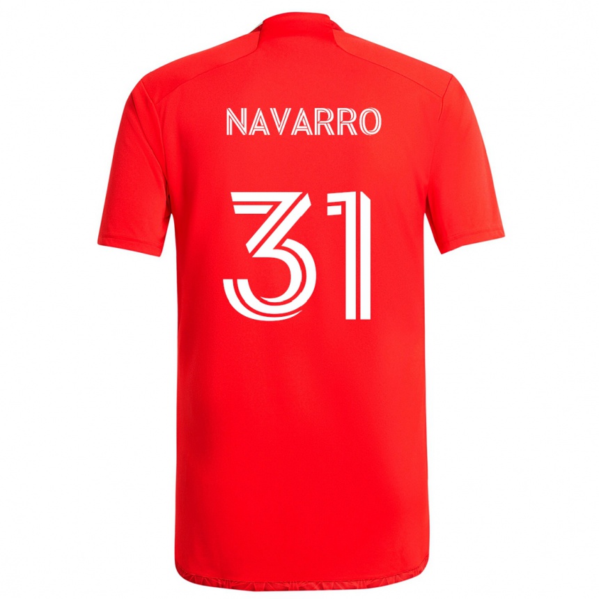 Niño Fútbol Camiseta Federico Navarro #31 Rojo Blanco 1ª Equipación 2024/25