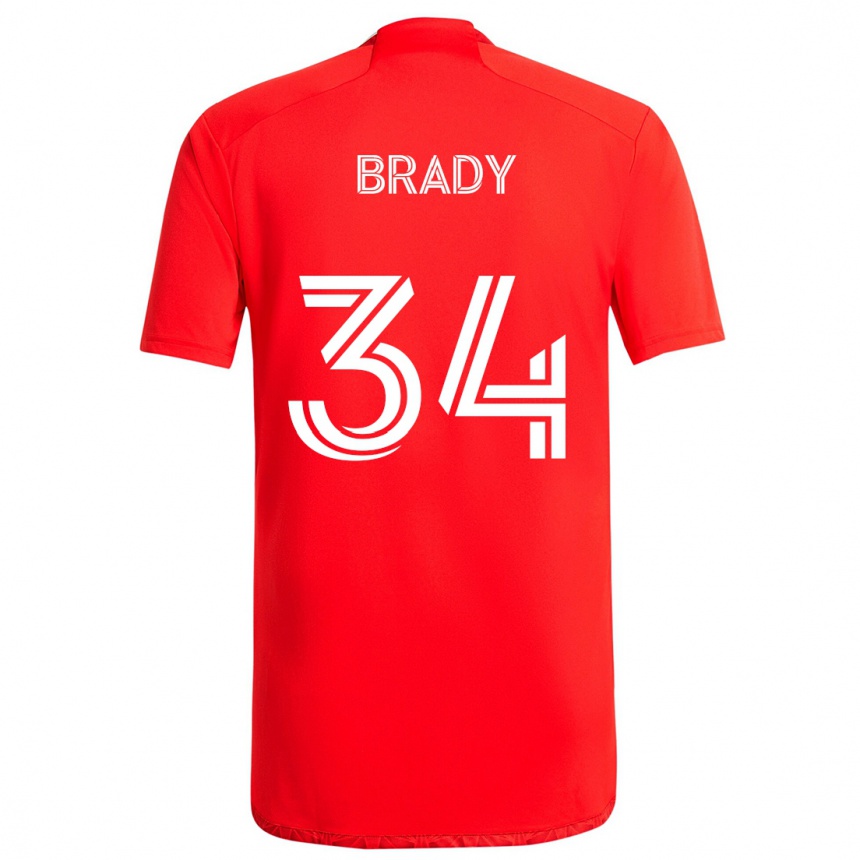 Niño Fútbol Camiseta Chris Brady #34 Rojo Blanco 1ª Equipación 2024/25