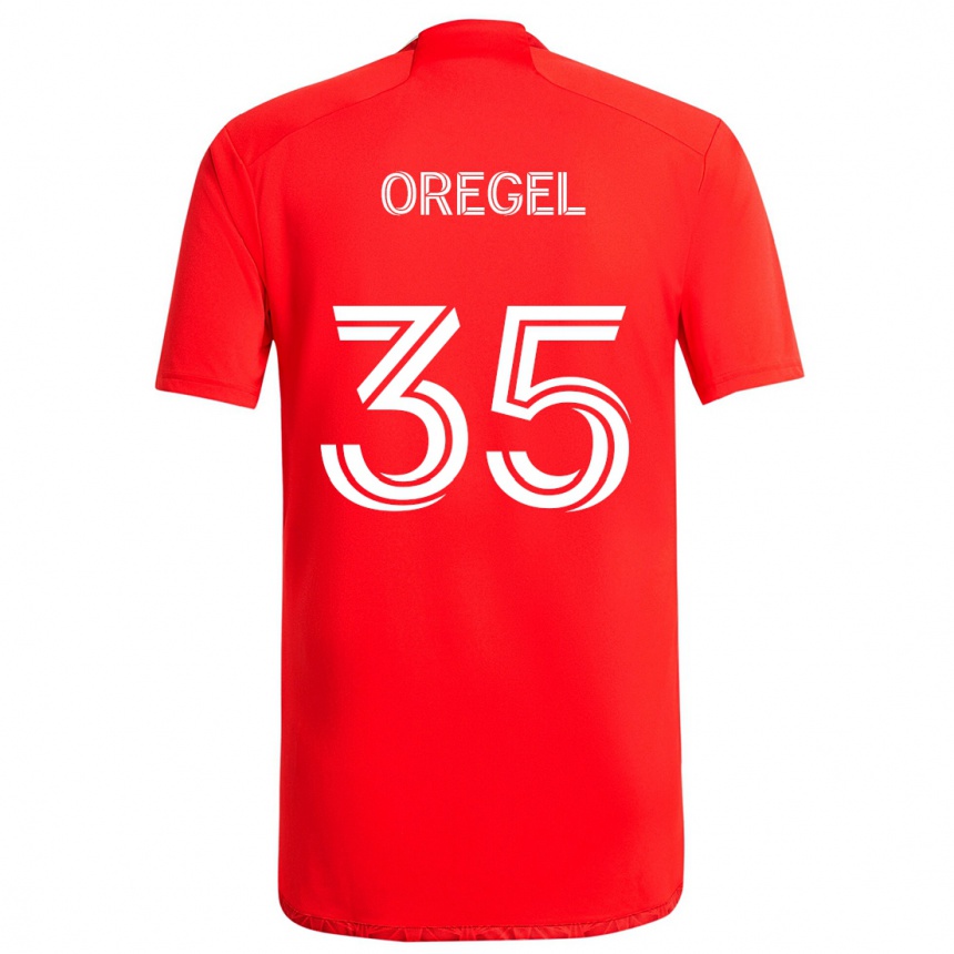 Niño Fútbol Camiseta Sergio Oregel #35 Rojo Blanco 1ª Equipación 2024/25