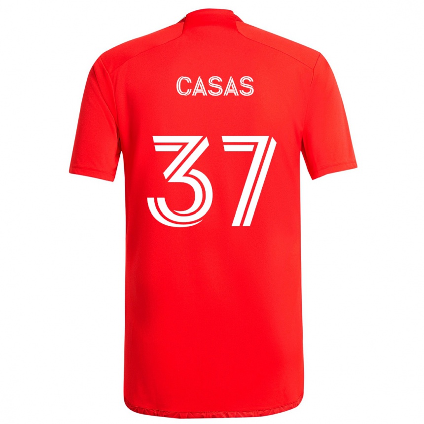 Niño Fútbol Camiseta Javier Casas #37 Rojo Blanco 1ª Equipación 2024/25