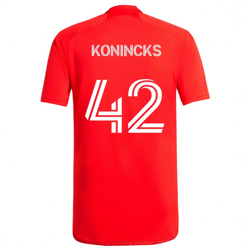 Niño Fútbol Camiseta Diego Konincks #42 Rojo Blanco 1ª Equipación 2024/25