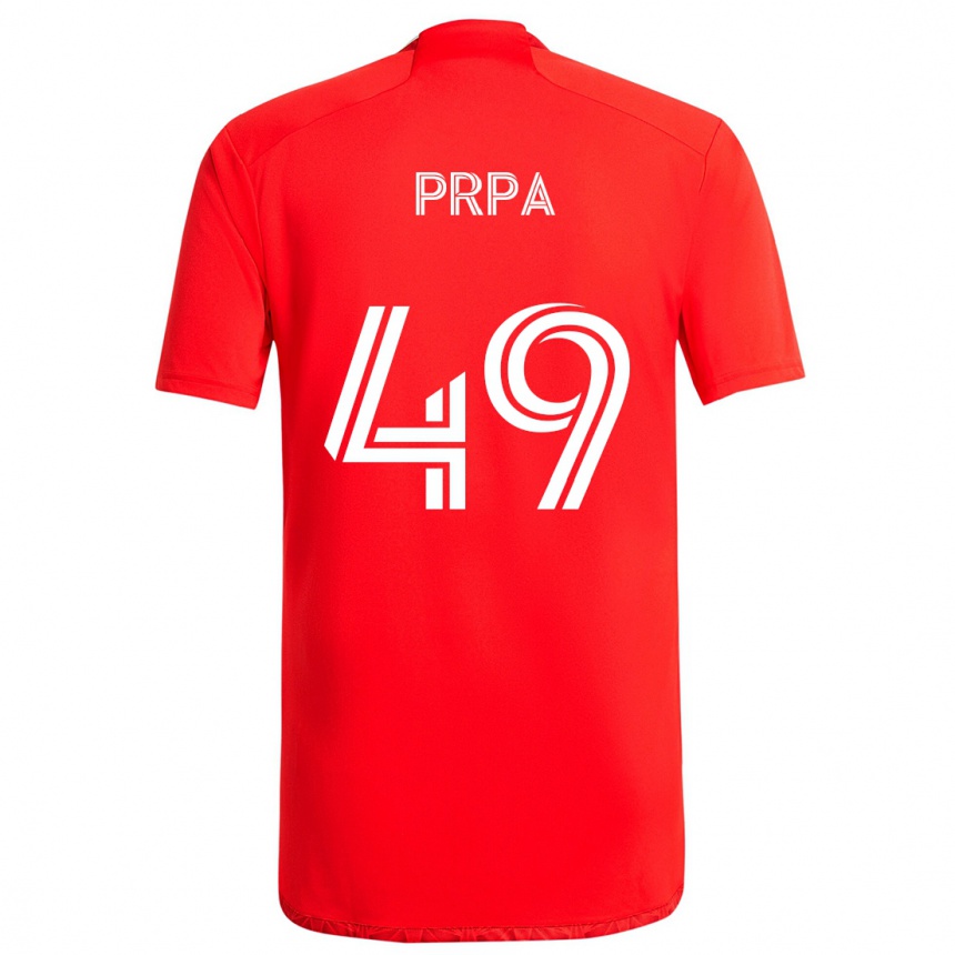 Niño Fútbol Camiseta Luka Prpa #49 Rojo Blanco 1ª Equipación 2024/25