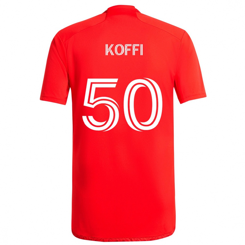 Niño Fútbol Camiseta Christian Koffi #50 Rojo Blanco 1ª Equipación 2024/25