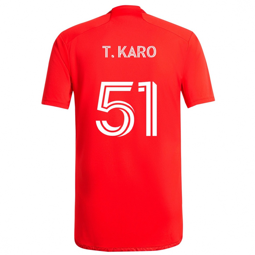 Niño Fútbol Camiseta David Tchétchao Karo #51 Rojo Blanco 1ª Equipación 2024/25