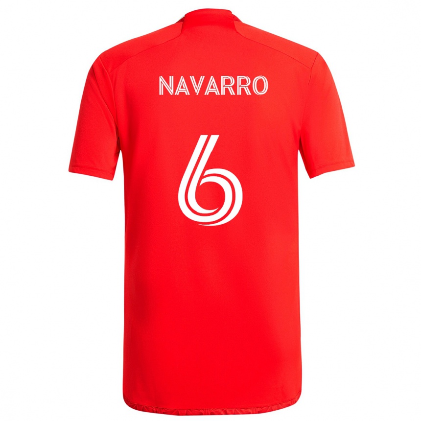 Niño Fútbol Camiseta Miguel Navarro #6 Rojo Blanco 1ª Equipación 2024/25