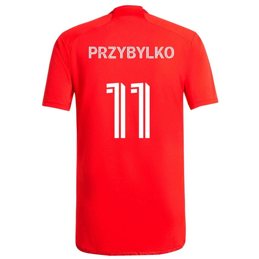 Niño Fútbol Camiseta Kacper Przybylko #11 Rojo Blanco 1ª Equipación 2024/25