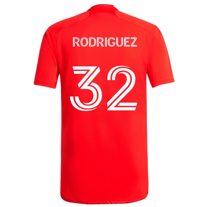 Niño Fútbol Camiseta Missael Rodríguez #32 Rojo Blanco 1ª Equipación 2024/25