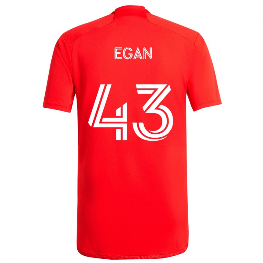 Niño Fútbol Camiseta Noah Egan #43 Rojo Blanco 1ª Equipación 2024/25