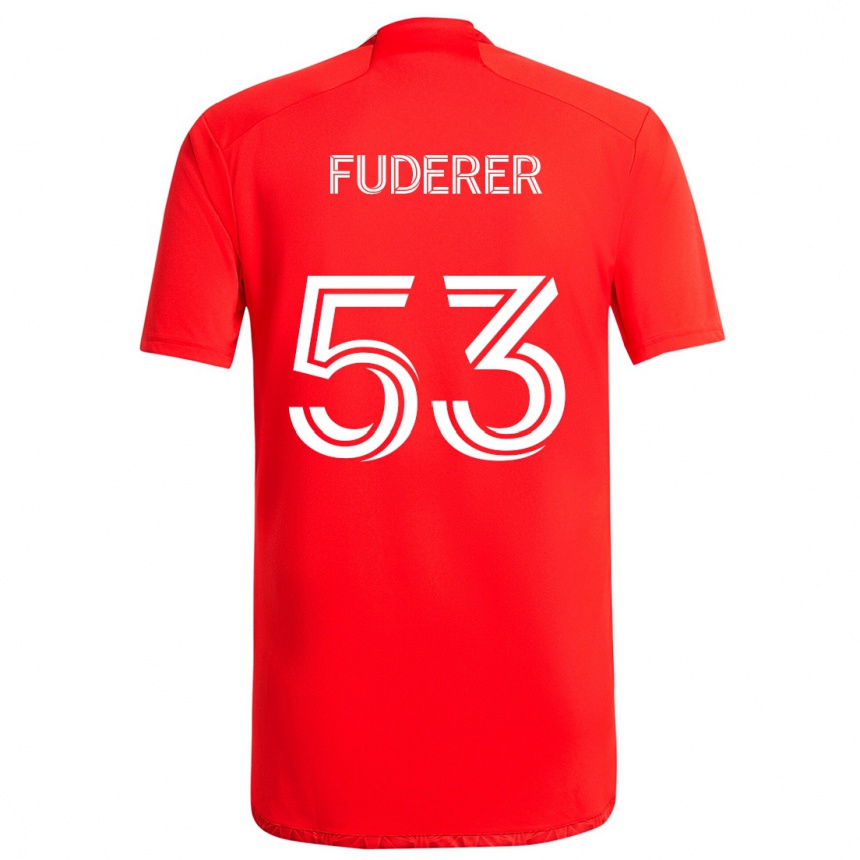 Niño Fútbol Camiseta Jake Fuderer #53 Rojo Blanco 1ª Equipación 2024/25