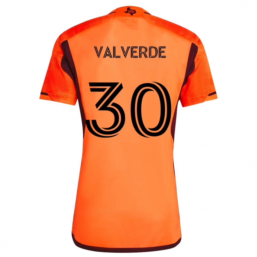 Niño Fútbol Camiseta Jefferson Valverde #30 Naranja Negro 1ª Equipación 2024/25