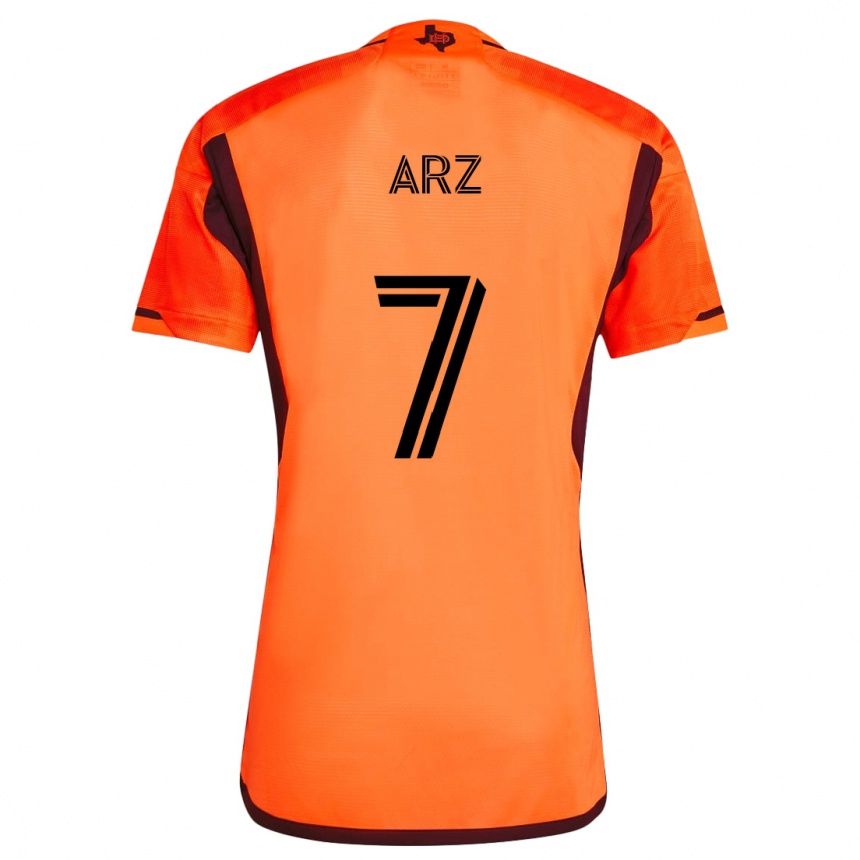 Niño Fútbol Camiseta Exon Arzú #7 Naranja Negro 1ª Equipación 2024/25