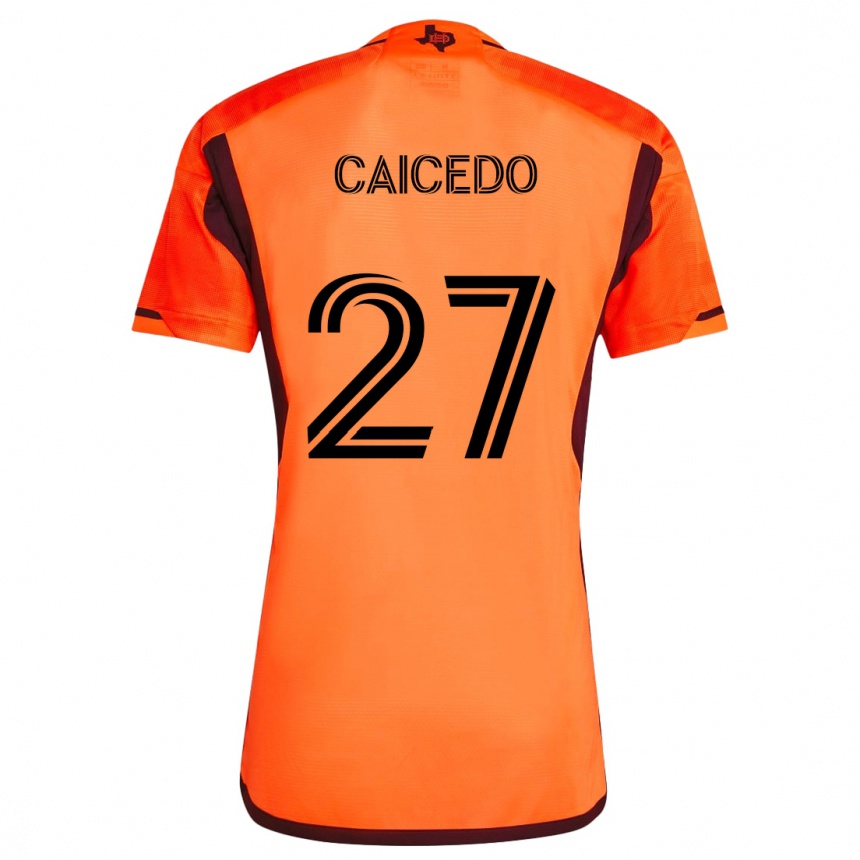 Niño Fútbol Camiseta Luis Caicedo #27 Naranja Negro 1ª Equipación 2024/25