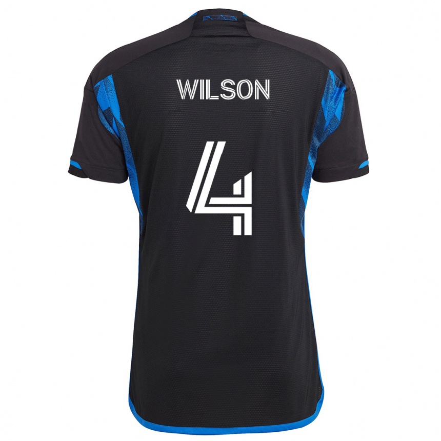 Niño Fútbol Camiseta Bruno Wilson #4 Azul Negro 1ª Equipación 2024/25