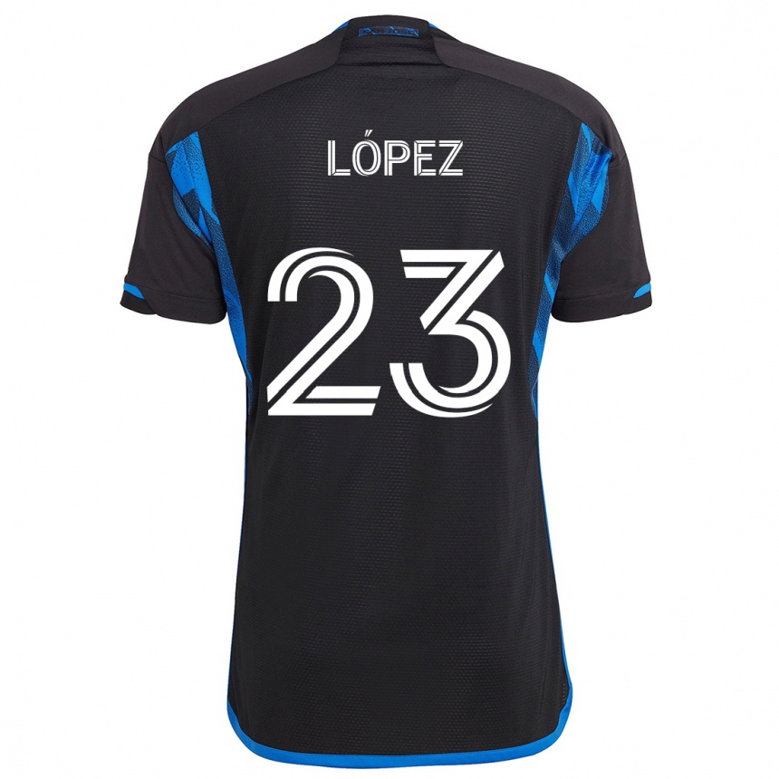 Niño Fútbol Camiseta Hernán López #23 Azul Negro 1ª Equipación 2024/25