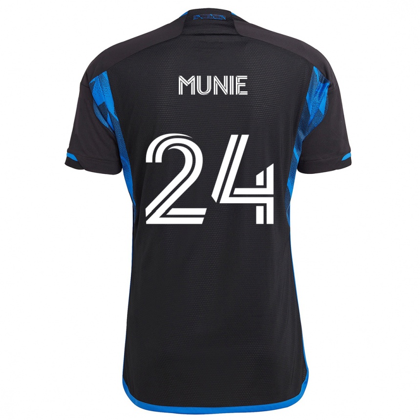 Niño Fútbol Camiseta Daniel Munie #24 Azul Negro 1ª Equipación 2024/25