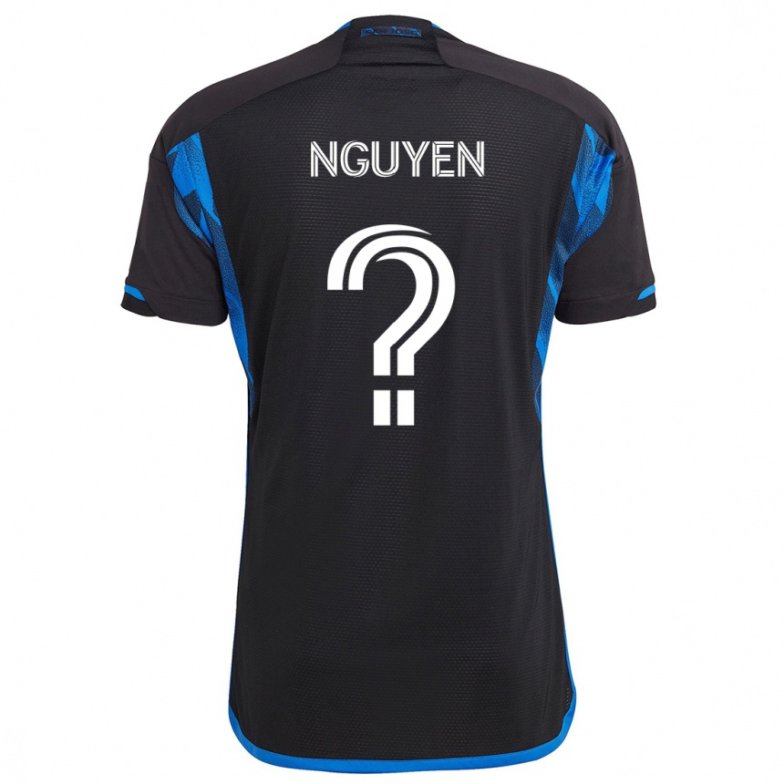 Niño Fútbol Camiseta Christopher Nguyen #0 Azul Negro 1ª Equipación 2024/25