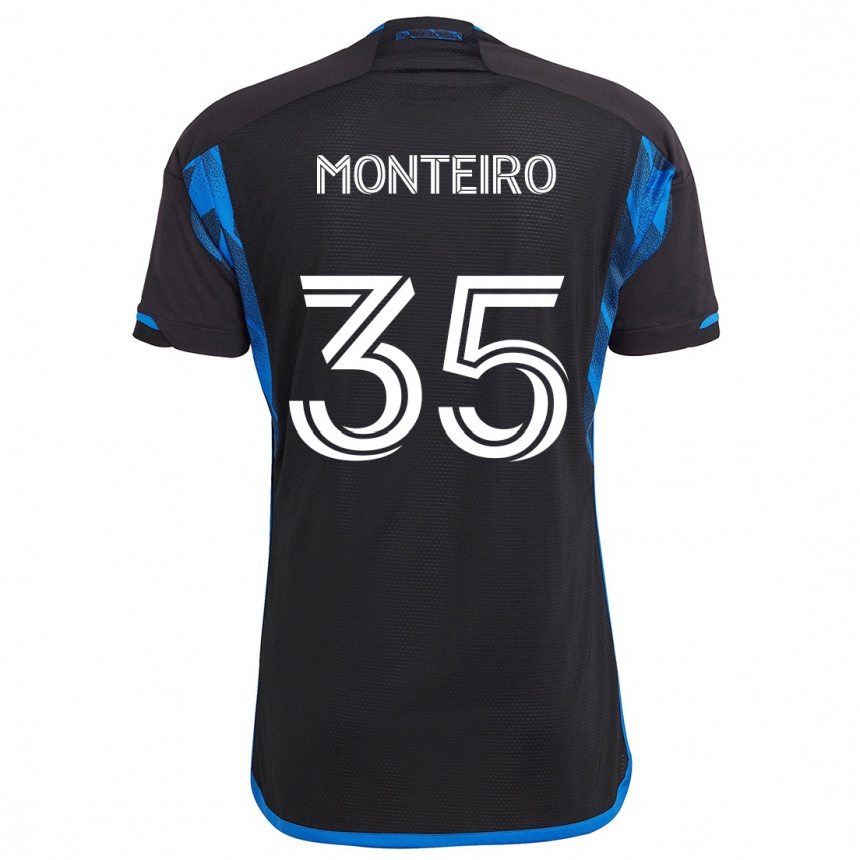 Niño Fútbol Camiseta Jamiro Monteiro #35 Azul Negro 1ª Equipación 2024/25