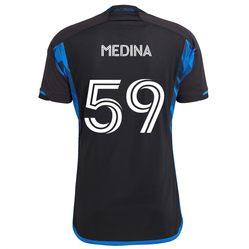 Niño Fútbol Camiseta Cruz Medina #59 Azul Negro 1ª Equipación 2024/25