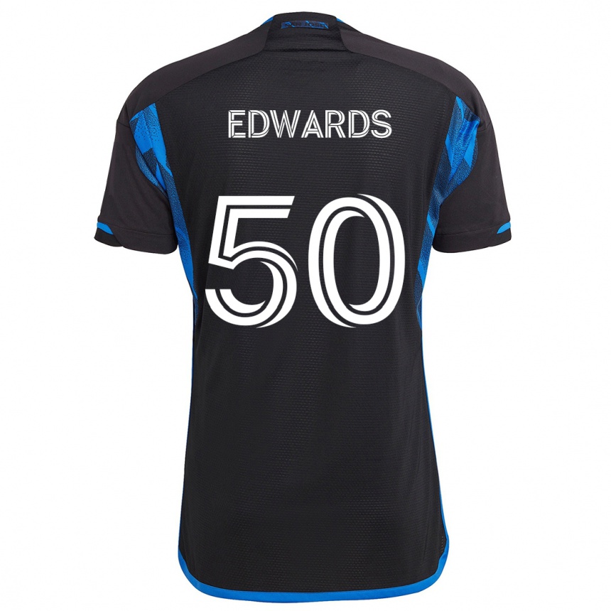 Niño Fútbol Camiseta Aaron Edwards #50 Azul Negro 1ª Equipación 2024/25