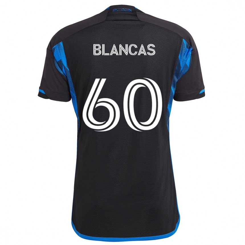 Niño Fútbol Camiseta Eduardo Blancas #60 Azul Negro 1ª Equipación 2024/25