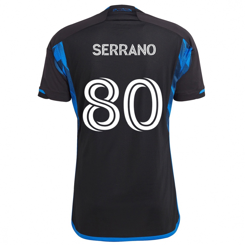 Niño Fútbol Camiseta David Serrano #80 Azul Negro 1ª Equipación 2024/25