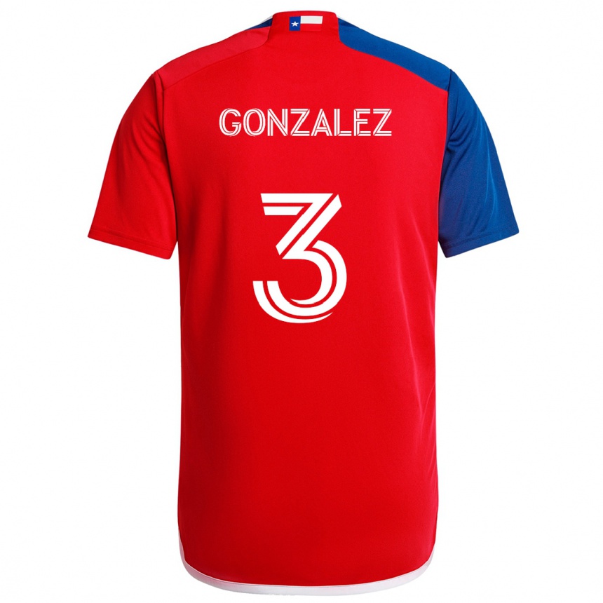 Niño Fútbol Camiseta Omar González #3 Azul Rojo 1ª Equipación 2024/25