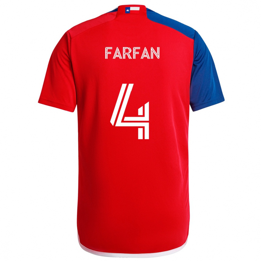 Niño Fútbol Camiseta Marco Farfán #4 Azul Rojo 1ª Equipación 2024/25