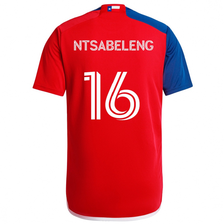 Niño Fútbol Camiseta Tsiki Ntsabeleng #16 Azul Rojo 1ª Equipación 2024/25