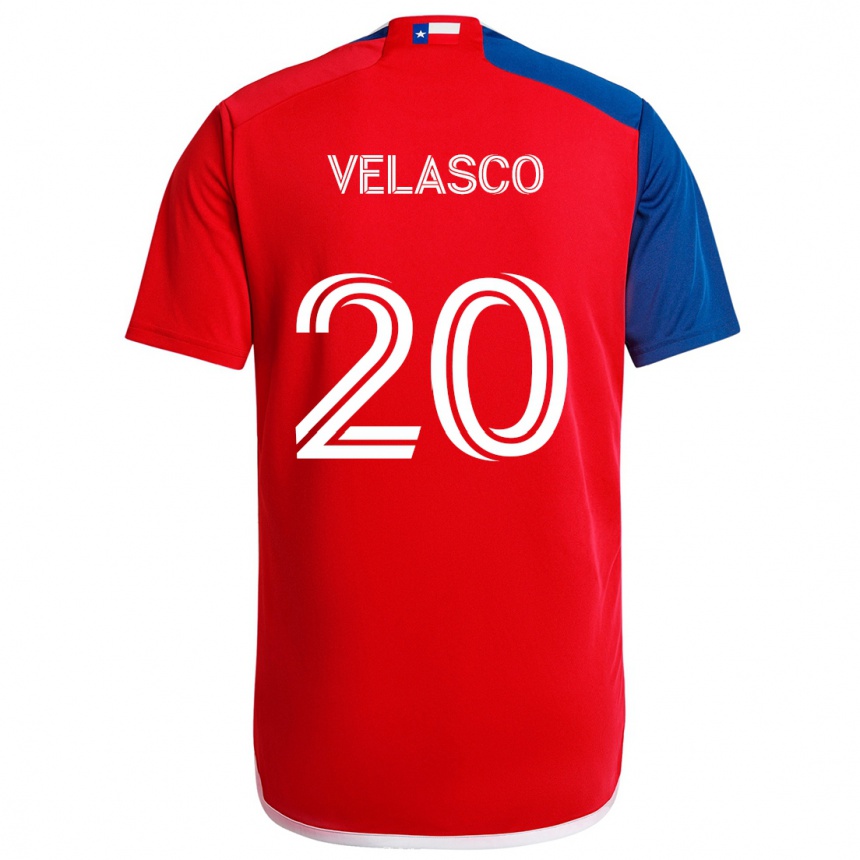 Niño Fútbol Camiseta Alan Velasco #20 Azul Rojo 1ª Equipación 2024/25