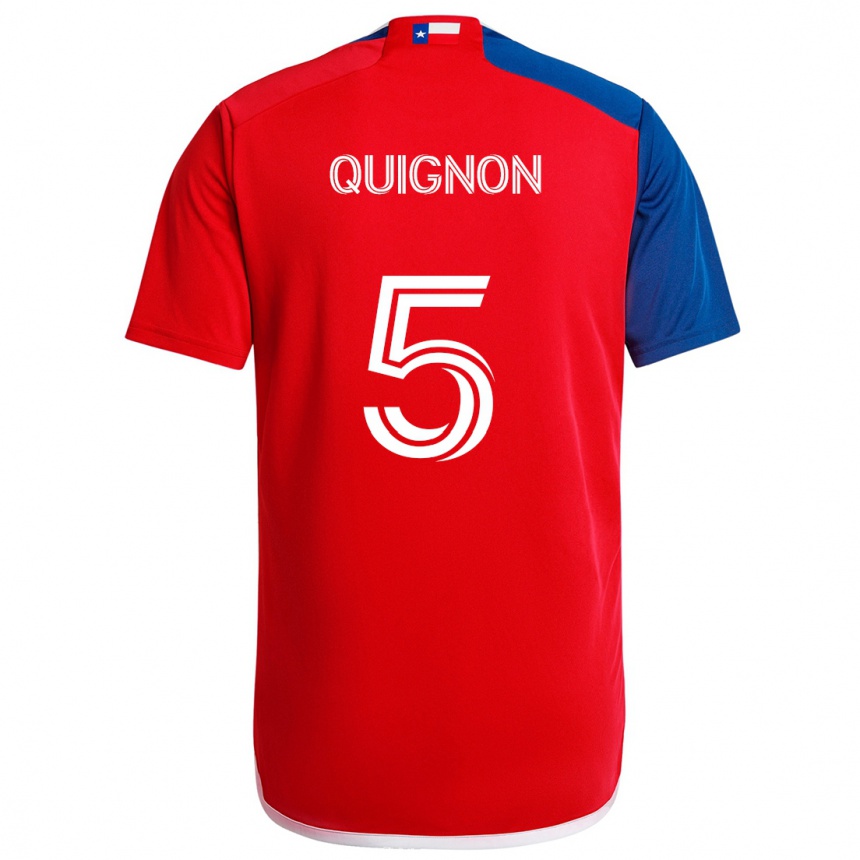 Niño Fútbol Camiseta Facundo Quignón #5 Azul Rojo 1ª Equipación 2024/25