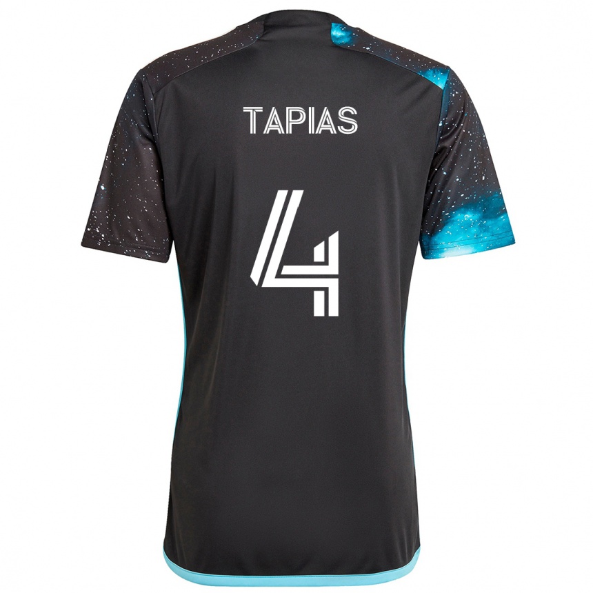 Niño Fútbol Camiseta Miguel Tapias #4 Azul Negro 1ª Equipación 2024/25