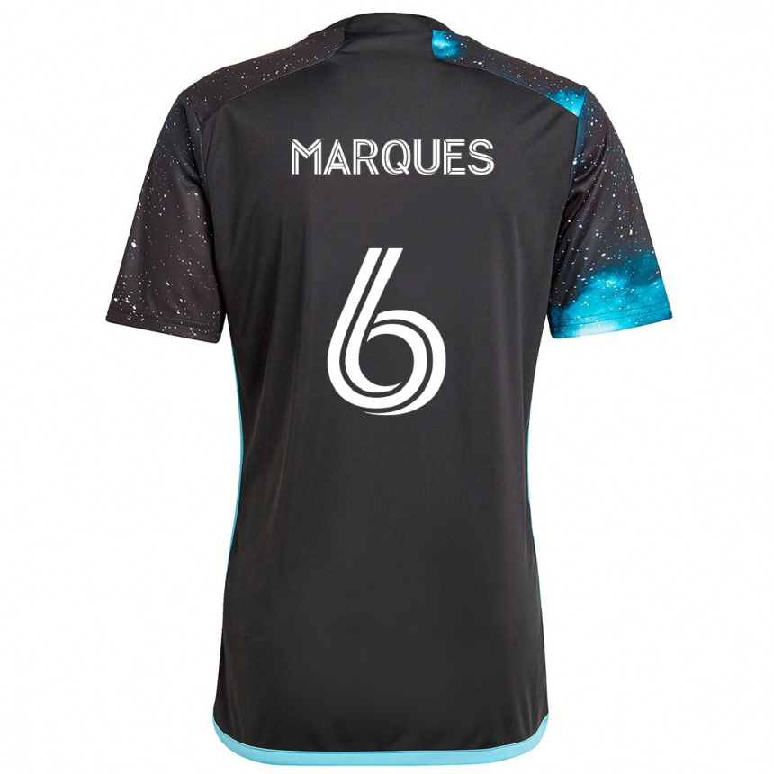 Niño Fútbol Camiseta Mikael Marqués #6 Azul Negro 1ª Equipación 2024/25