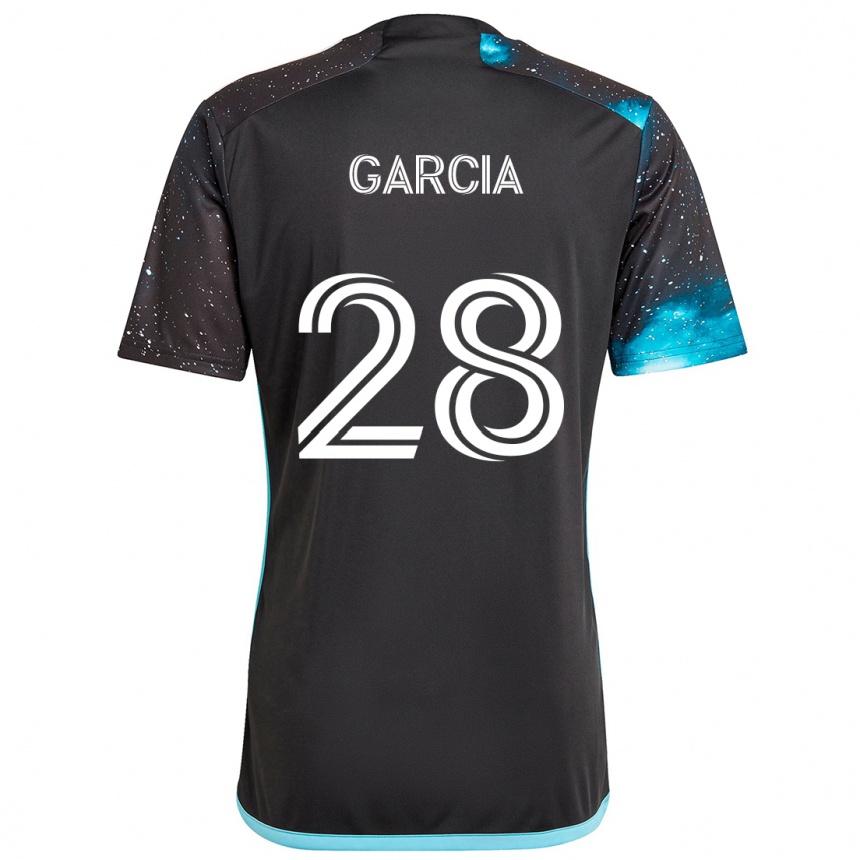 Niño Fútbol Camiseta Mender García #28 Azul Negro 1ª Equipación 2024/25