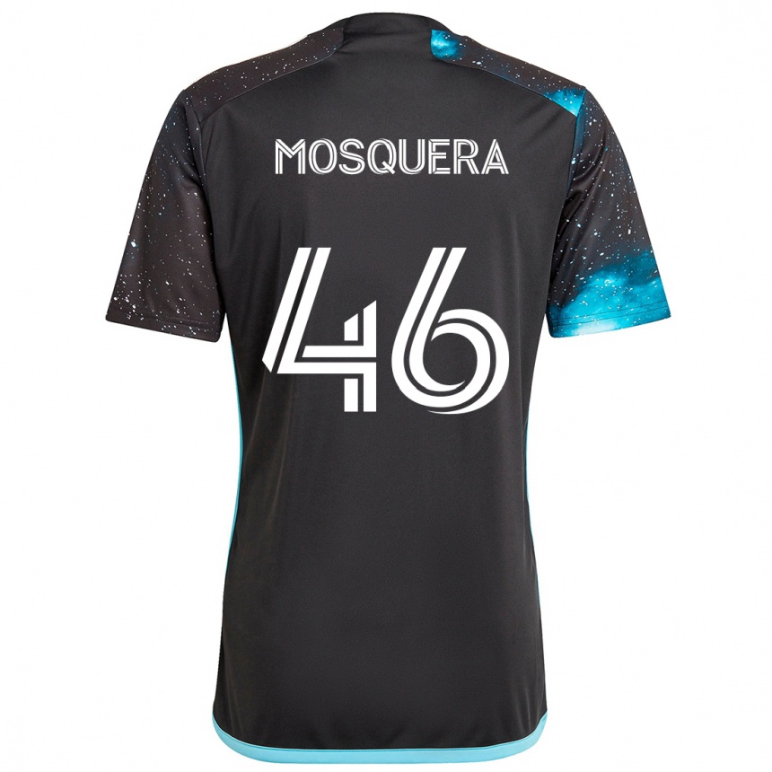 Niño Fútbol Camiseta Juan Camilo Mosquera #46 Azul Negro 1ª Equipación 2024/25