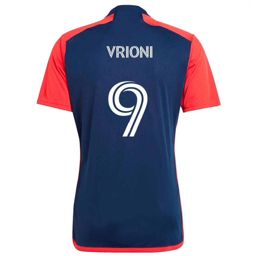 Niño Fútbol Camiseta Giacomo Vrioni #9 Azul Rojo 1ª Equipación 2024/25