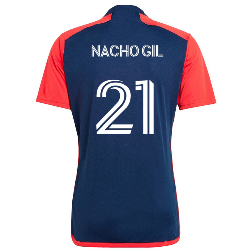 Niño Fútbol Camiseta Nacho Gil #21 Azul Rojo 1ª Equipación 2024/25