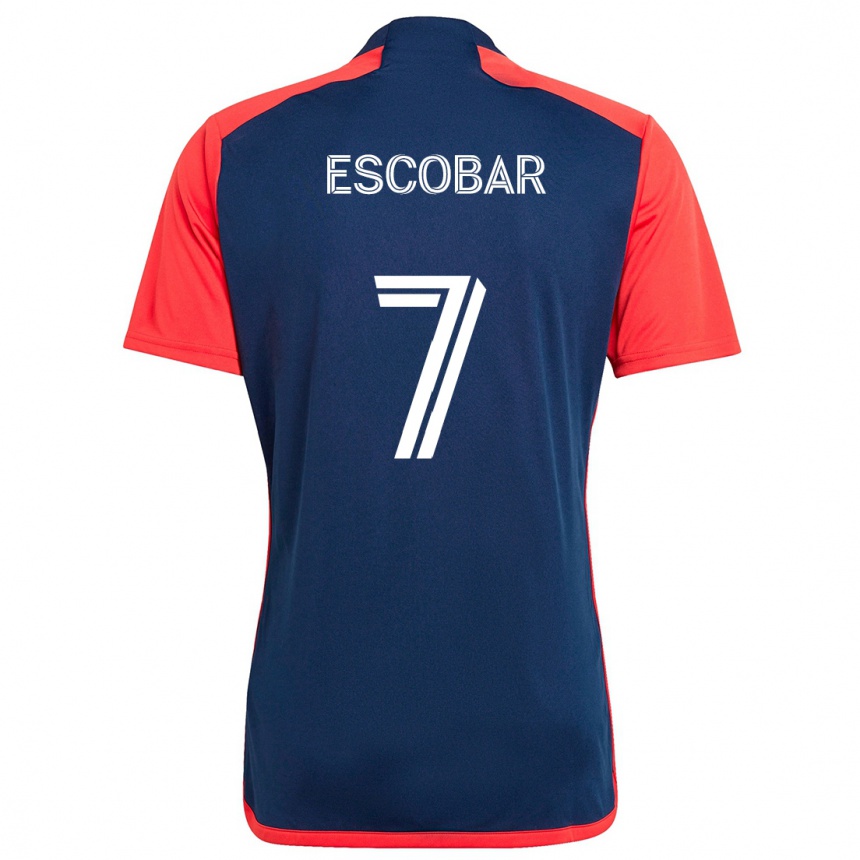 Niño Fútbol Camiseta Olger Escobar #7 Azul Rojo 1ª Equipación 2024/25