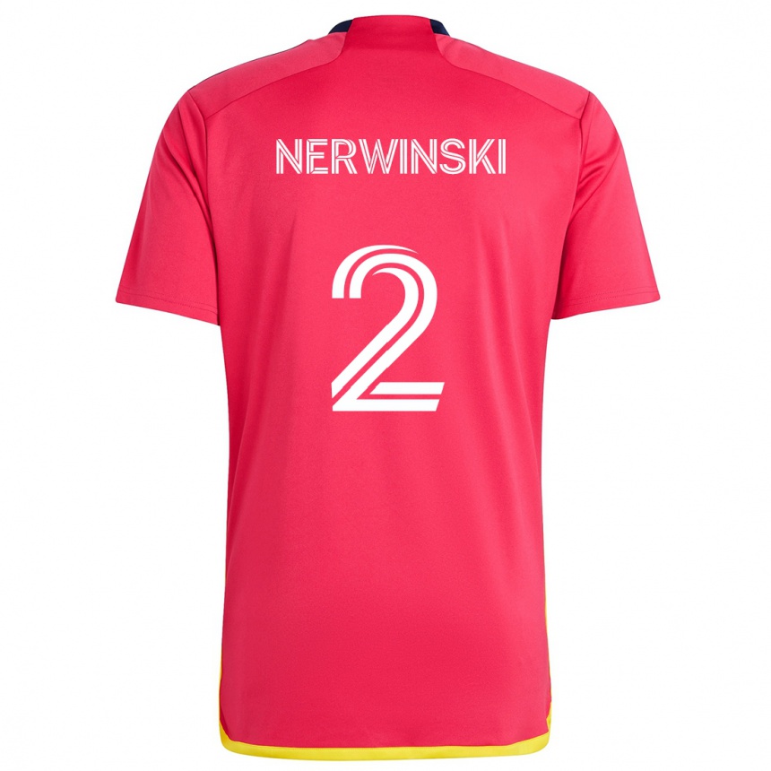 Niño Fútbol Camiseta Jake Nerwinski #2 Rojo Azul 1ª Equipación 2024/25