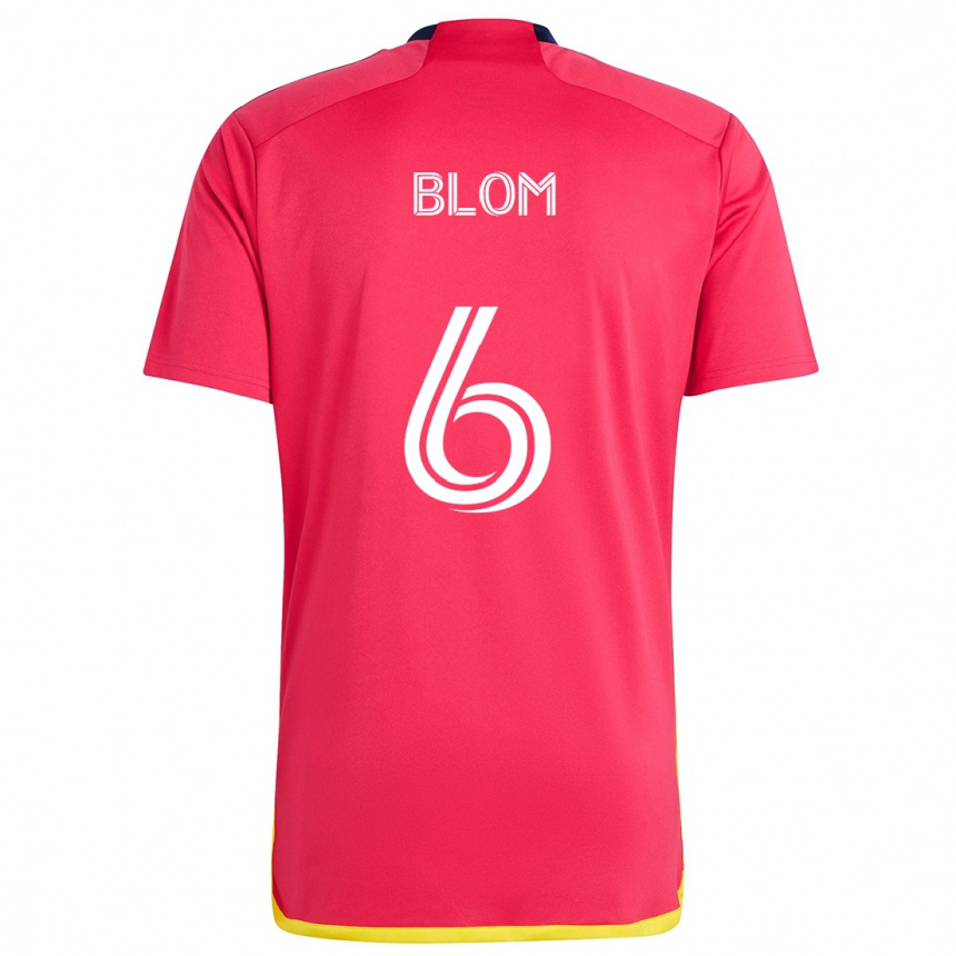 Niño Fútbol Camiseta Njabulo Blom #6 Rojo Azul 1ª Equipación 2024/25