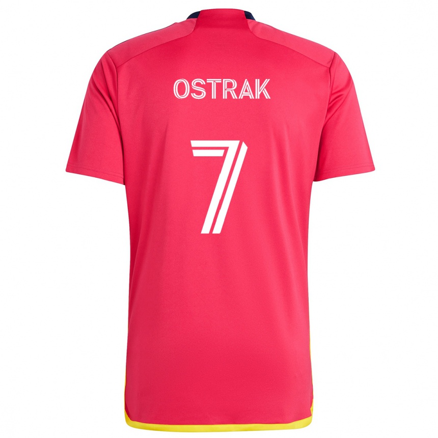 Niño Fútbol Camiseta Tomás Ostrák #7 Rojo Azul 1ª Equipación 2024/25