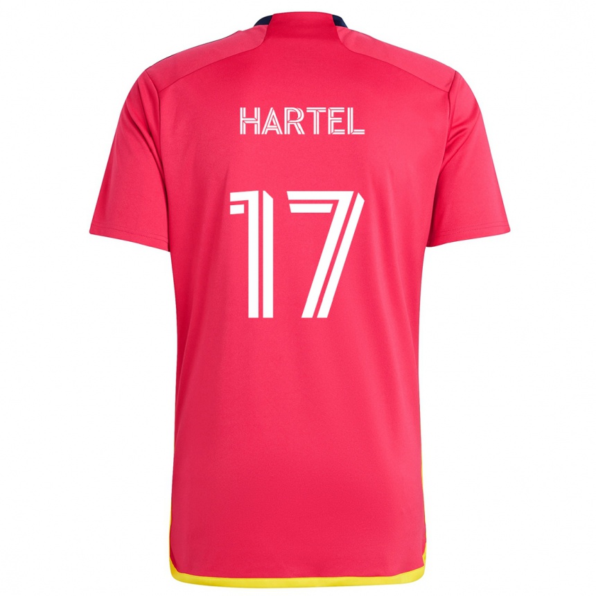 Niño Fútbol Camiseta Marcel Hartel #17 Rojo Azul 1ª Equipación 2024/25