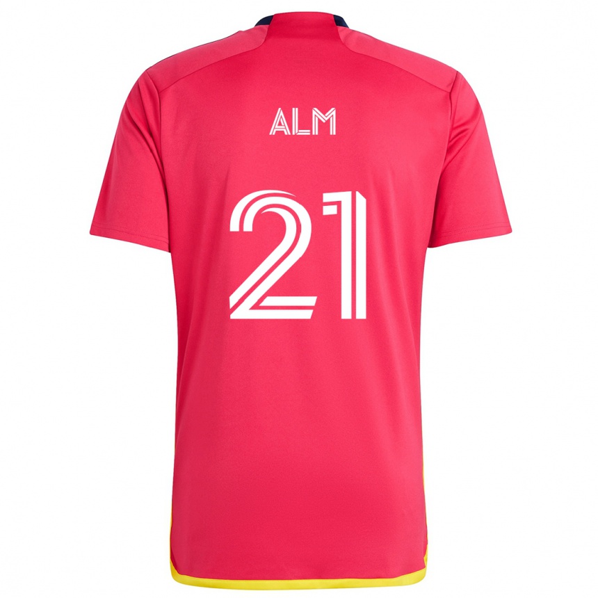 Niño Fútbol Camiseta Rasmus Alm #21 Rojo Azul 1ª Equipación 2024/25