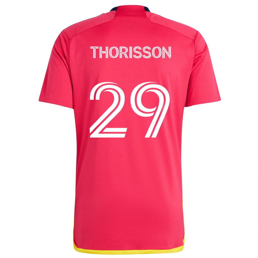 Niño Fútbol Camiseta Nökkvi Thórisson #29 Rojo Azul 1ª Equipación 2024/25