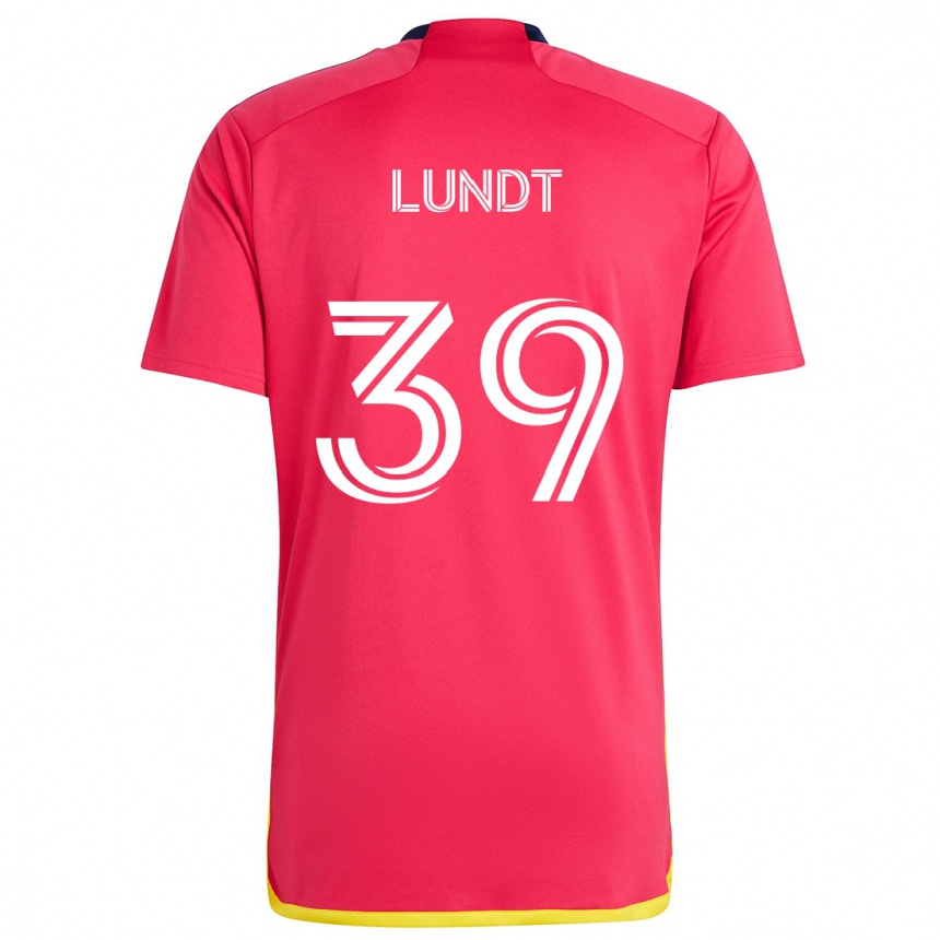 Niño Fútbol Camiseta Ben Lundt #39 Rojo Azul 1ª Equipación 2024/25