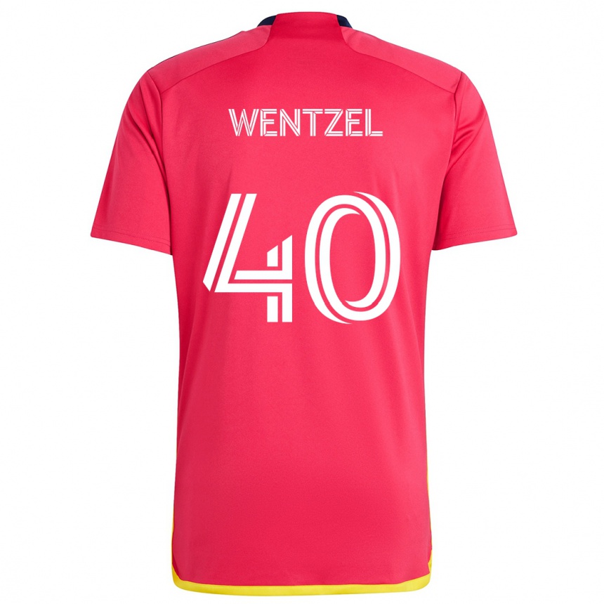 Niño Fútbol Camiseta Michael Wentzel #40 Rojo Azul 1ª Equipación 2024/25