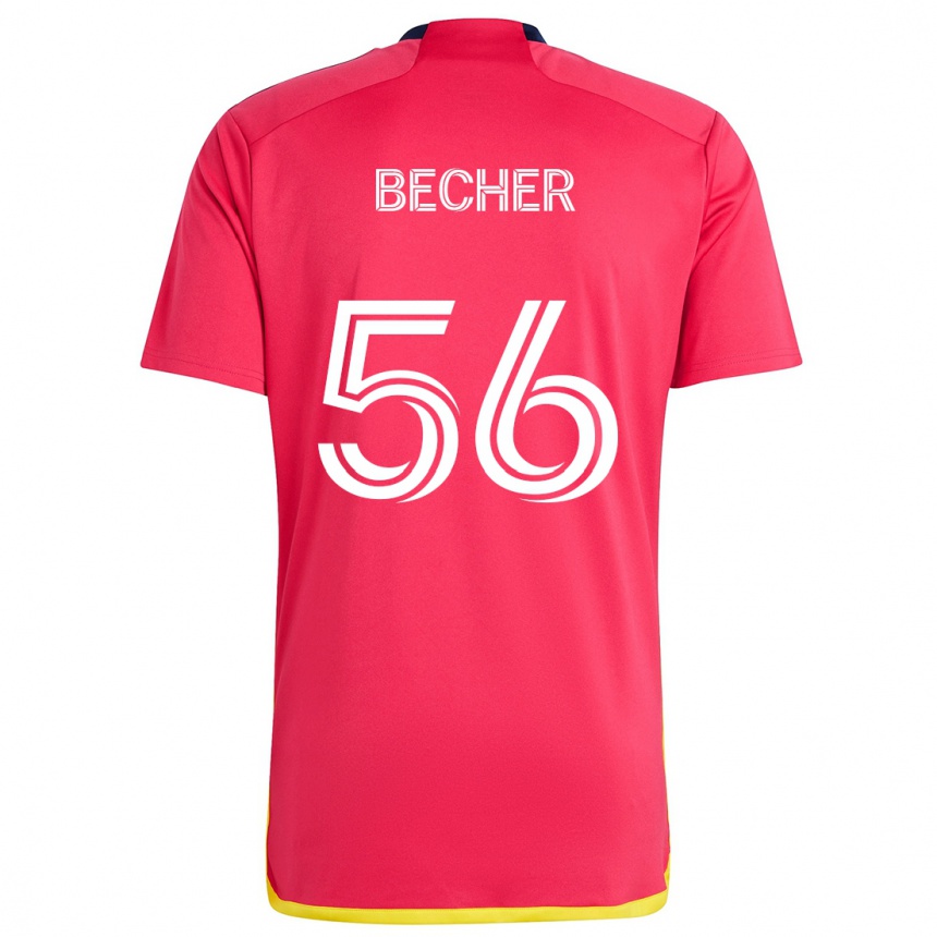 Niño Fútbol Camiseta Ryan Becher #56 Rojo Azul 1ª Equipación 2024/25